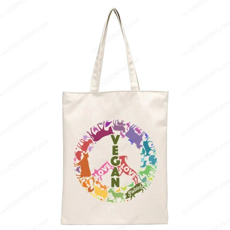 Vegan Women's Canvas Tote: Foldable & Reusable Eco Shopping Bags