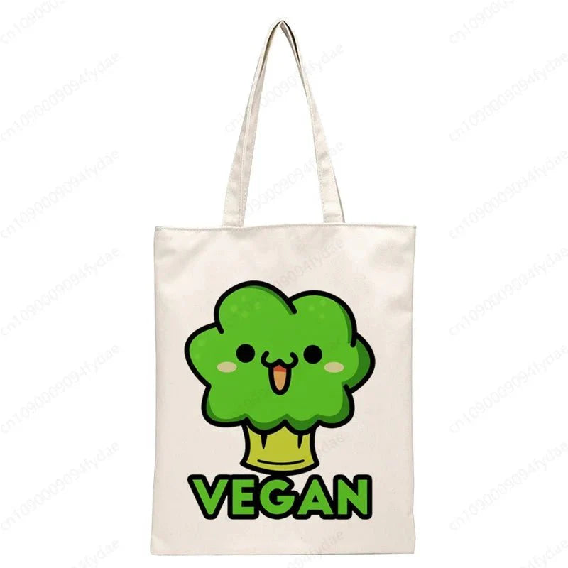Vegan Women's Canvas Tote: Foldable & Reusable Eco Shopping Bags