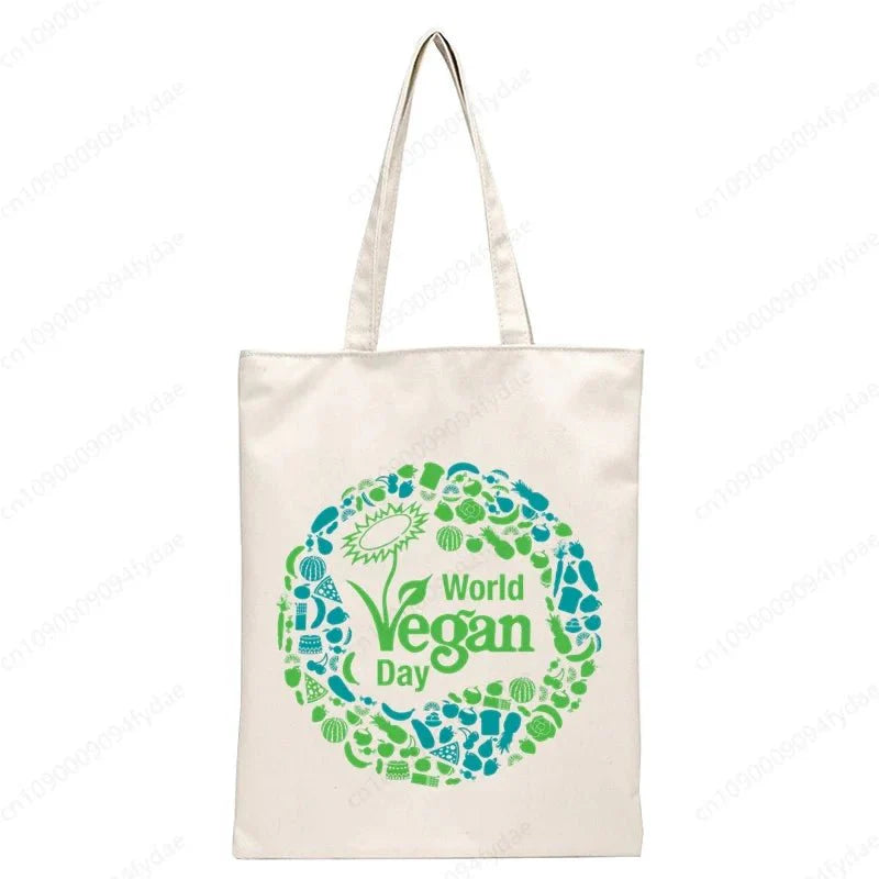 Vegan Women's Canvas Tote: Foldable & Reusable Eco Shopping Bags