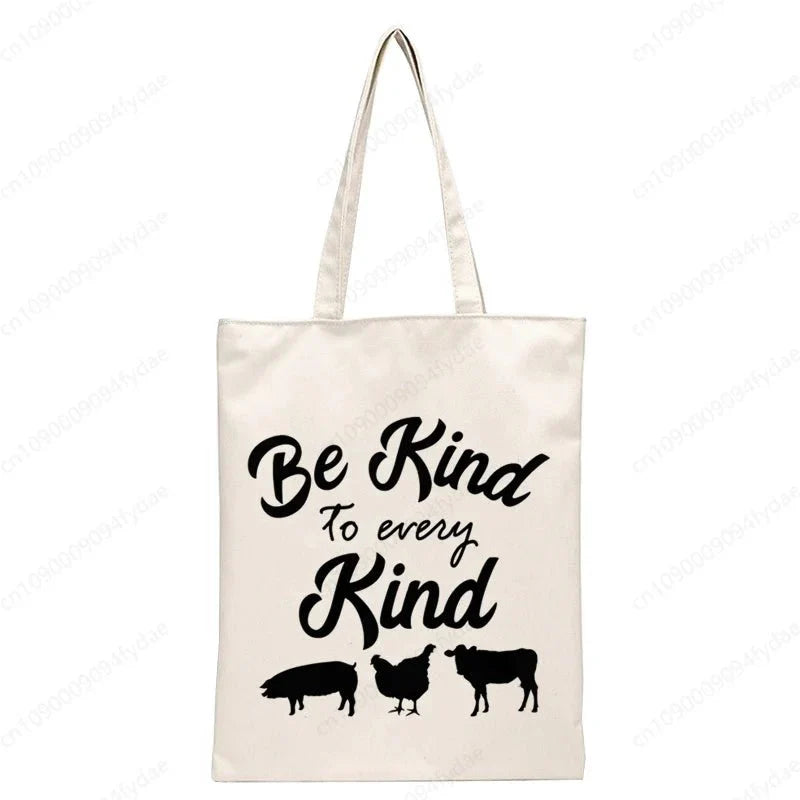 Vegan Women's Canvas Tote: Foldable & Reusable Eco Shopping Bags