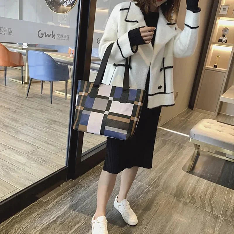 Leather Shoulder Shopping Bag
