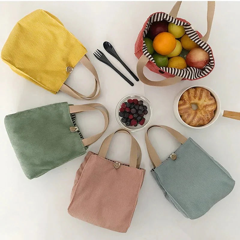 Lunch Bag Corduroy Canvas Lunch Box