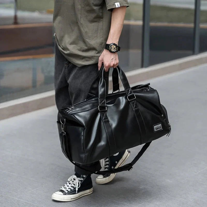 MATE ELAN Men Leather Travel Duffel Bag