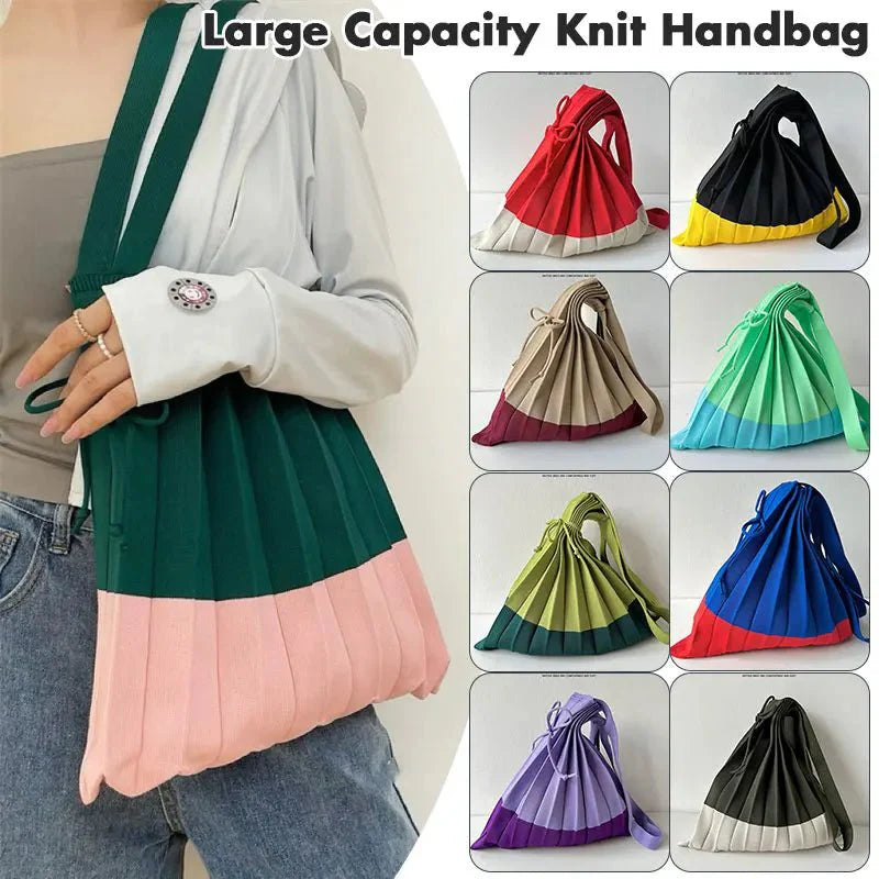 New Knitted Pleats Tote Bag