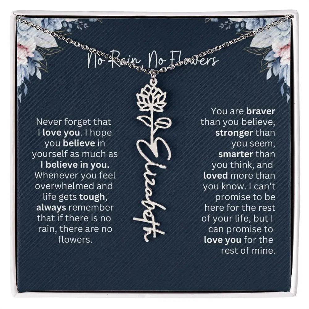 Personalized Birth Flower Name Necklace | Most Meaningful Birthday Gift for Daughter from Dad