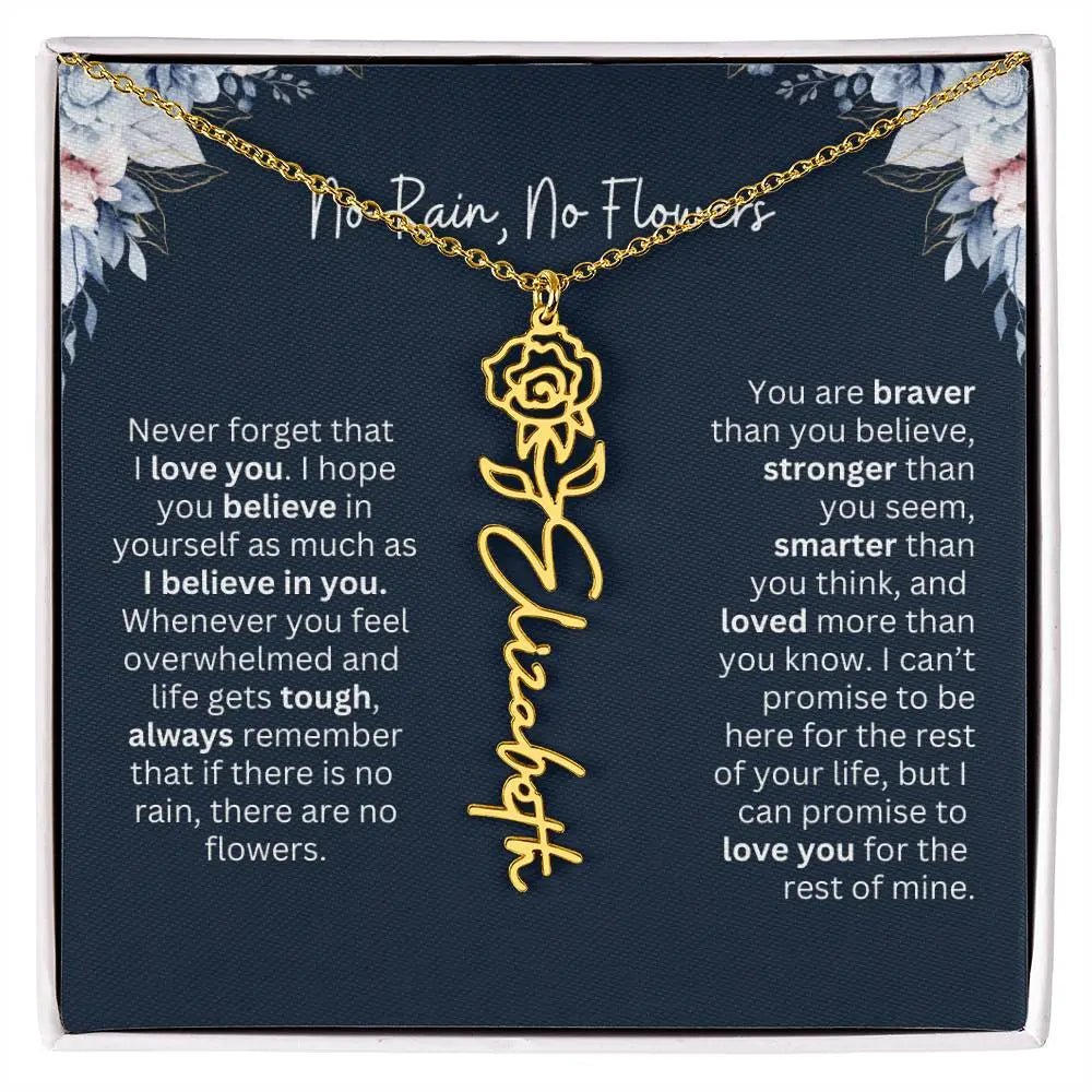 Personalized Birth Flower Name Necklace | Most Meaningful Birthday Gift for Daughter from Dad