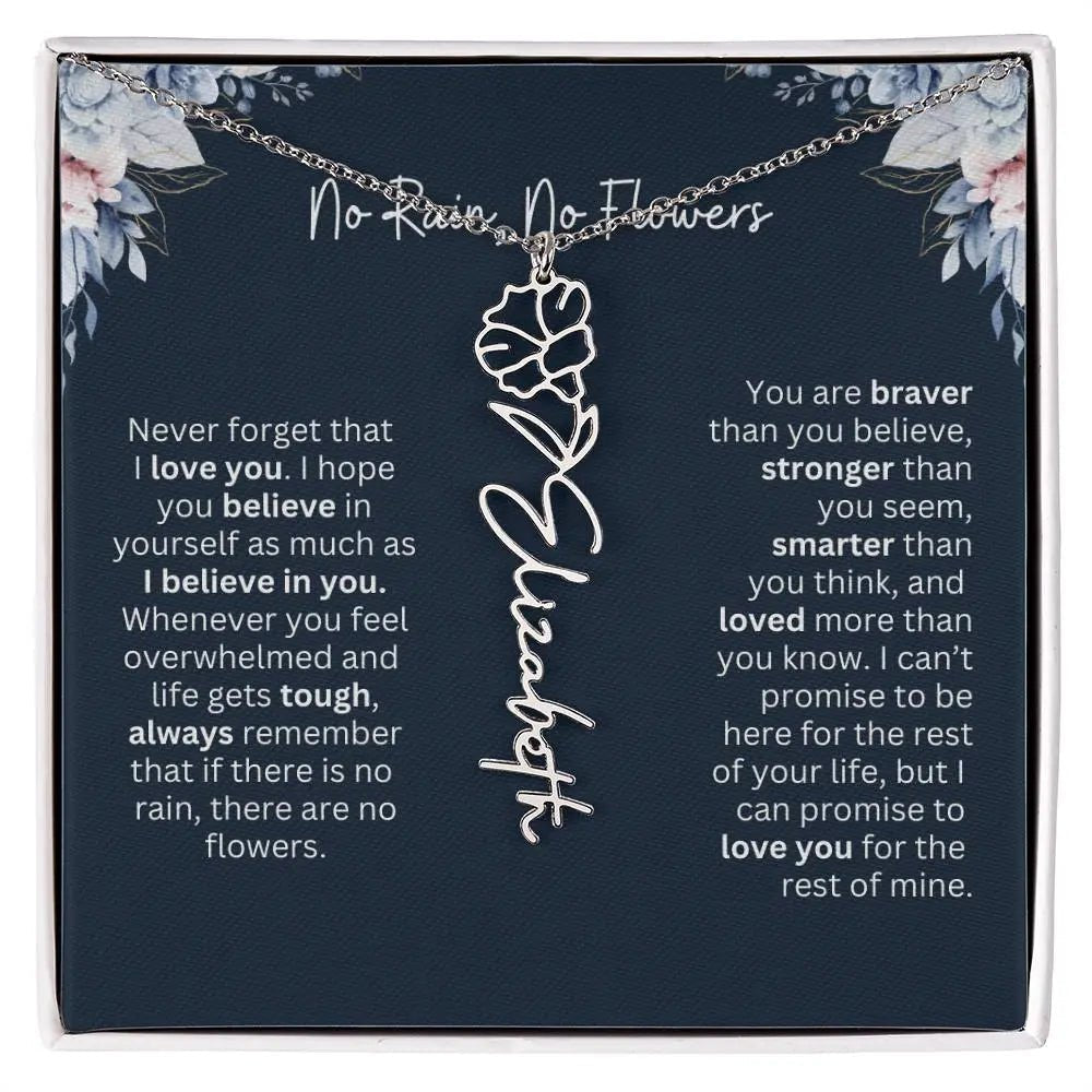 Personalized Birth Flower Name Necklace | Most Meaningful Birthday Gift for Daughter from Dad