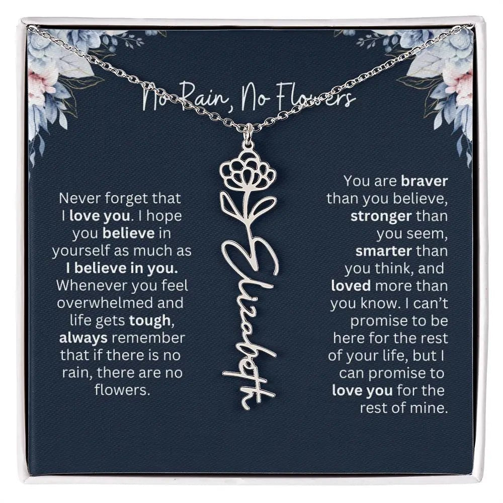 Personalized Birth Flower Name Necklace | Most Meaningful Birthday Gift for Daughter from Dad