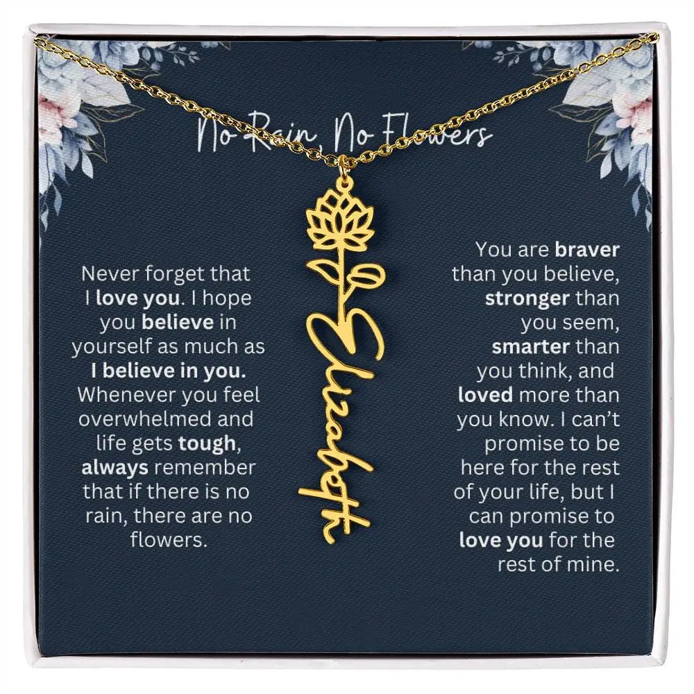 Personalized Birth Flower Name Necklace | Most Meaningful Birthday Gift for Daughter from Dad