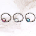 316L Stainless Steel Rainbow Rhinestone Captive Bead Ring Nipple Jewelry