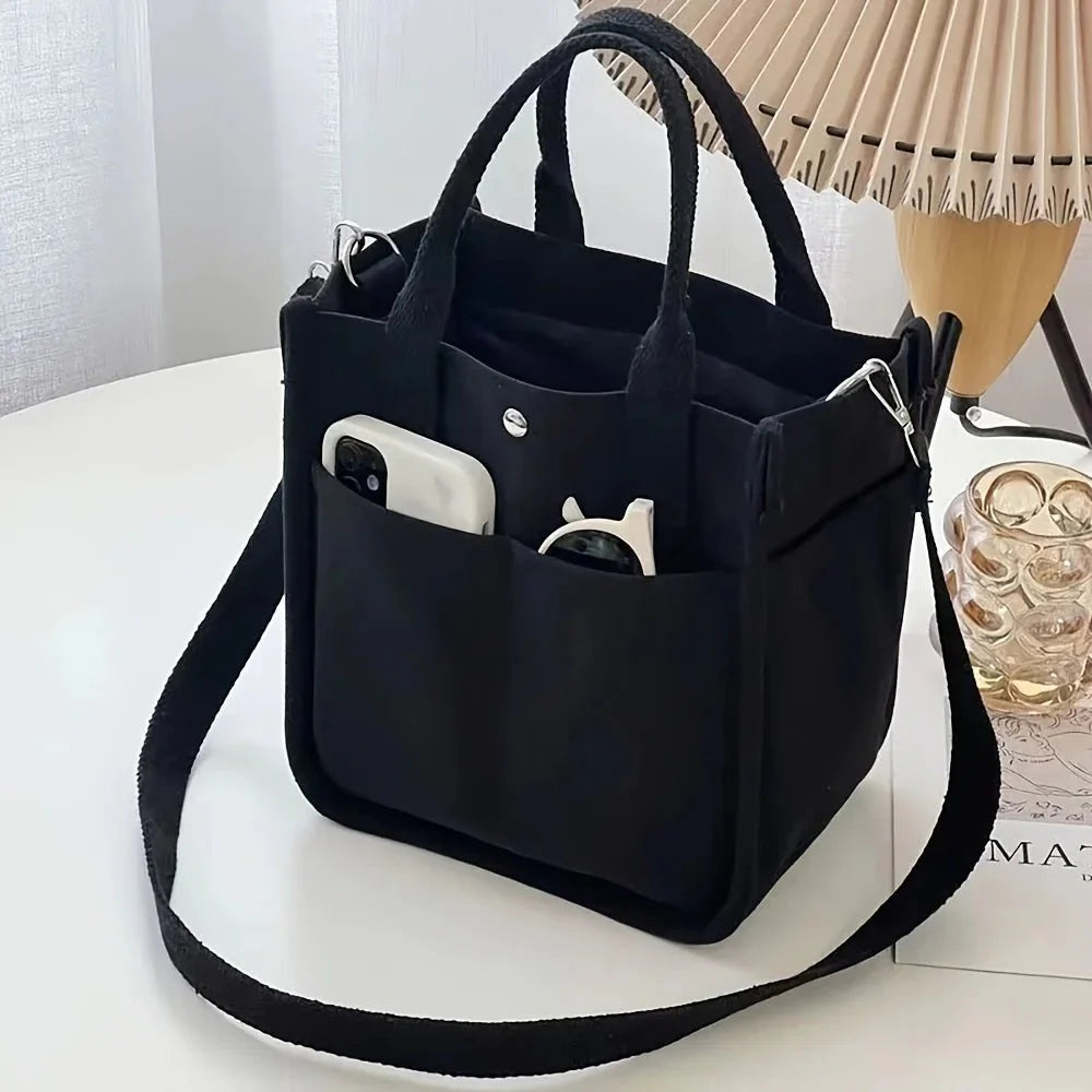 Small Canvas Tote Bag with Pockets Crossbody Bags