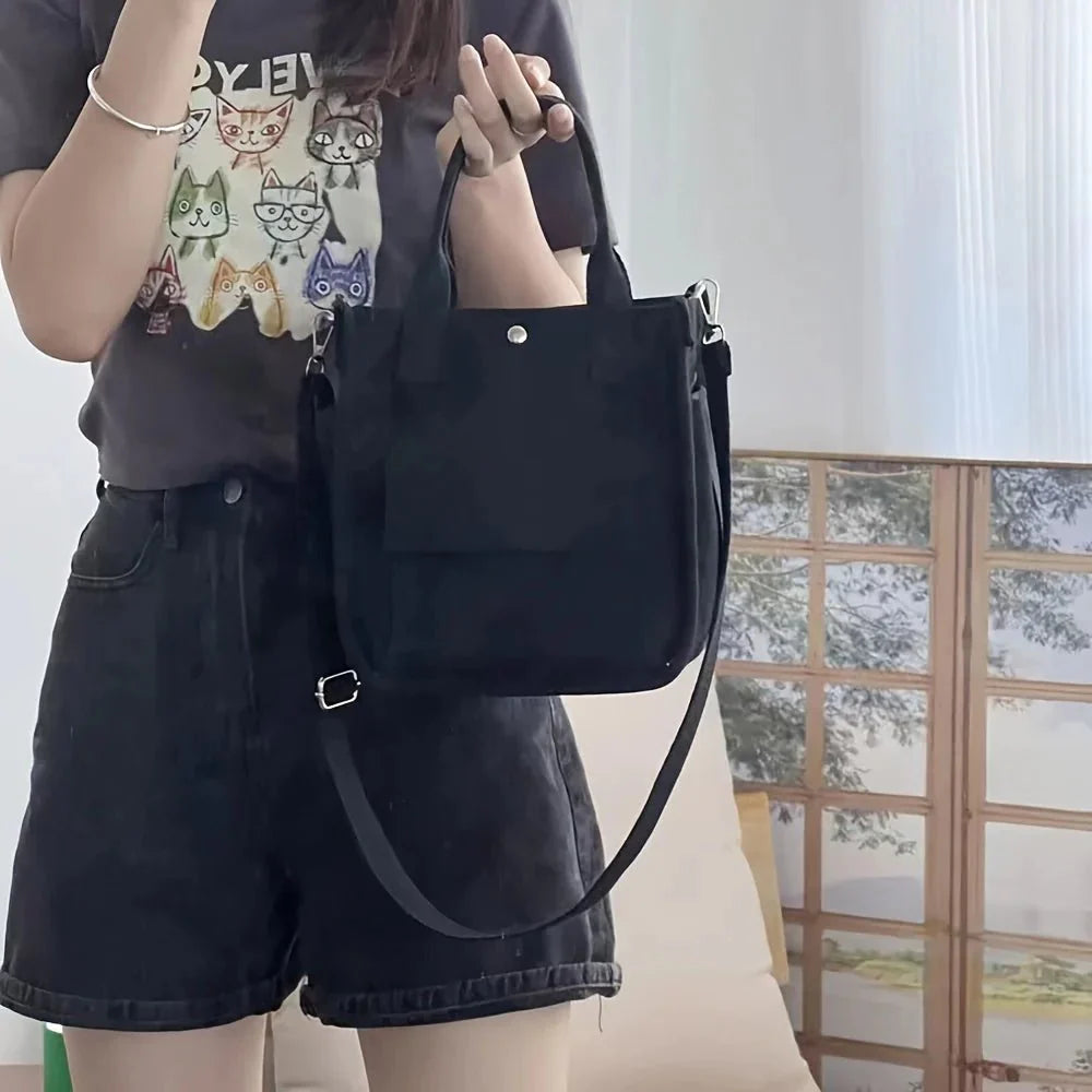 Small Canvas Tote Bag with Pockets Crossbody Bags