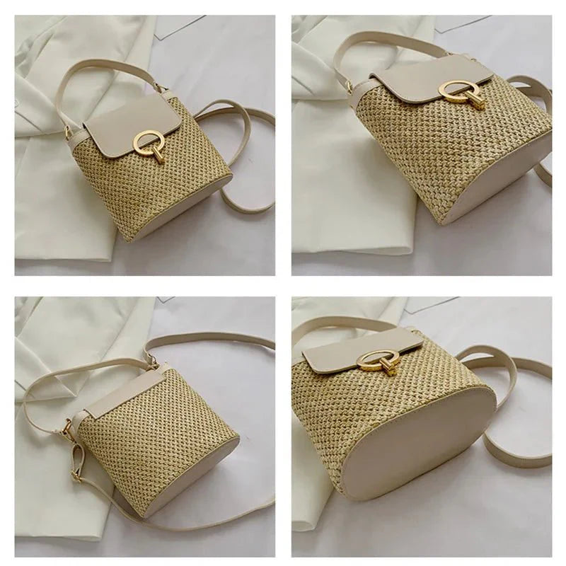 Summer New Straw Bucket Bag