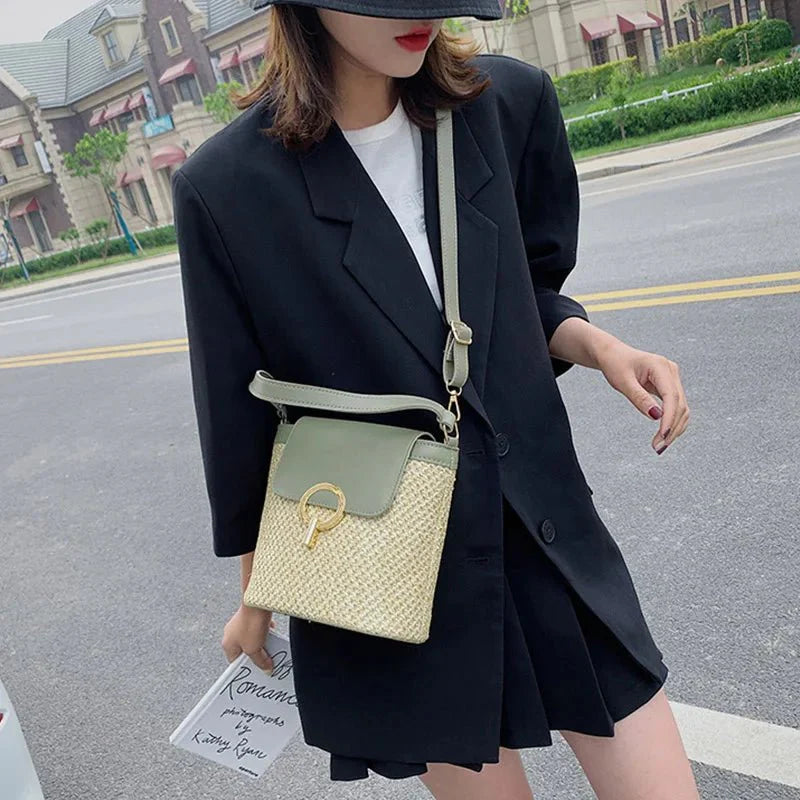 Summer New Straw Bucket Bag