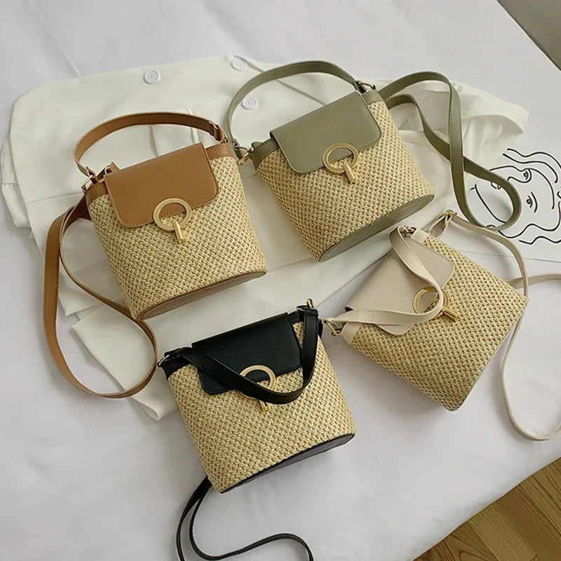 Summer New Straw Bucket Bag