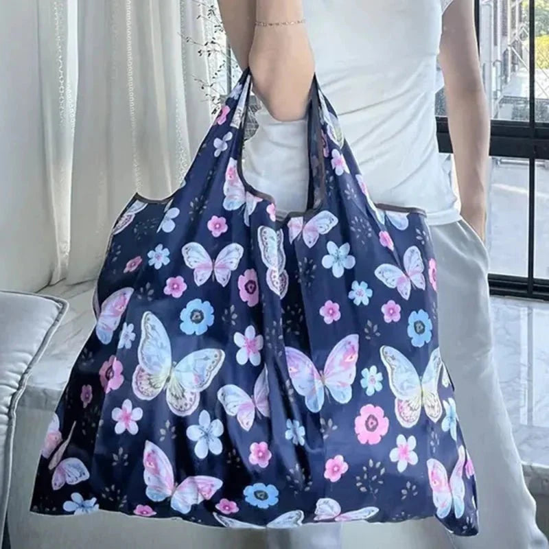 Supermarket Tote Bags Portable - with Cartoon Animal Lemo Strawberry Printing