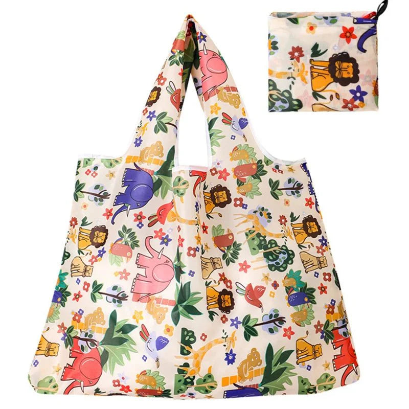 Supermarket Tote Bags Portable - with Cartoon Animal Lemo Strawberry Printing