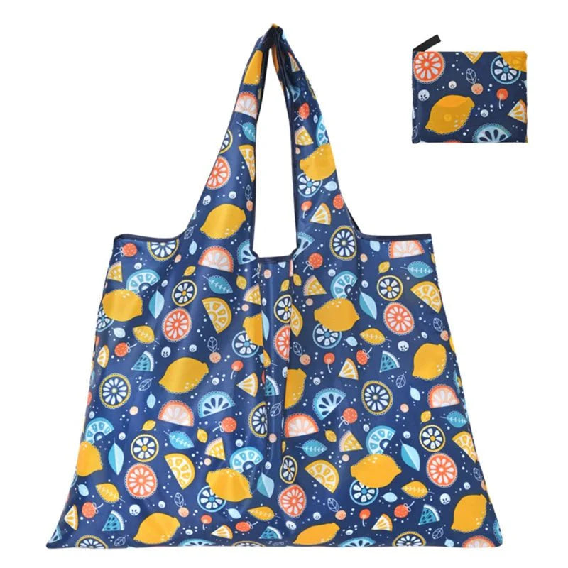Supermarket Tote Bags Portable - with Cartoon Animal Lemo Strawberry Printing