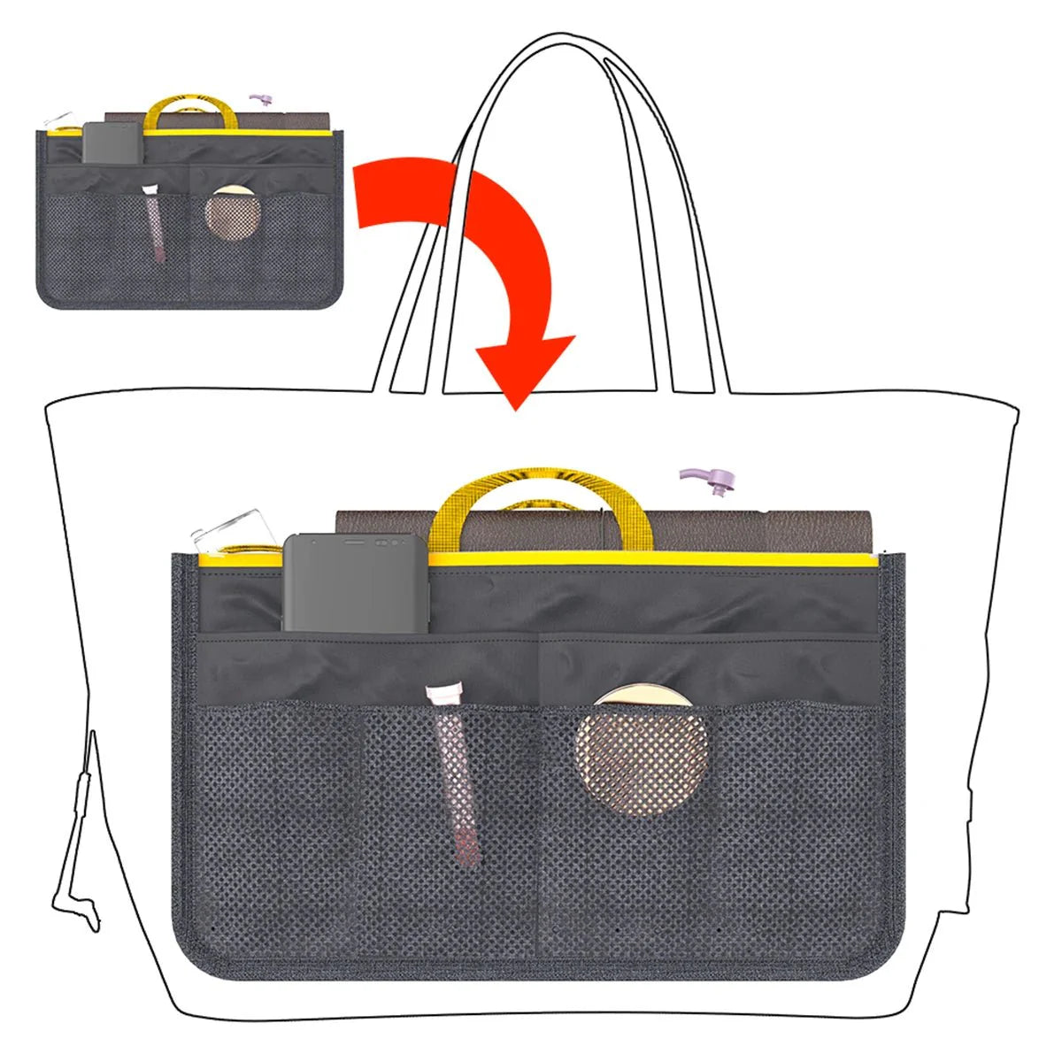 Travel Insert Handbag Organiser Nylon Bag