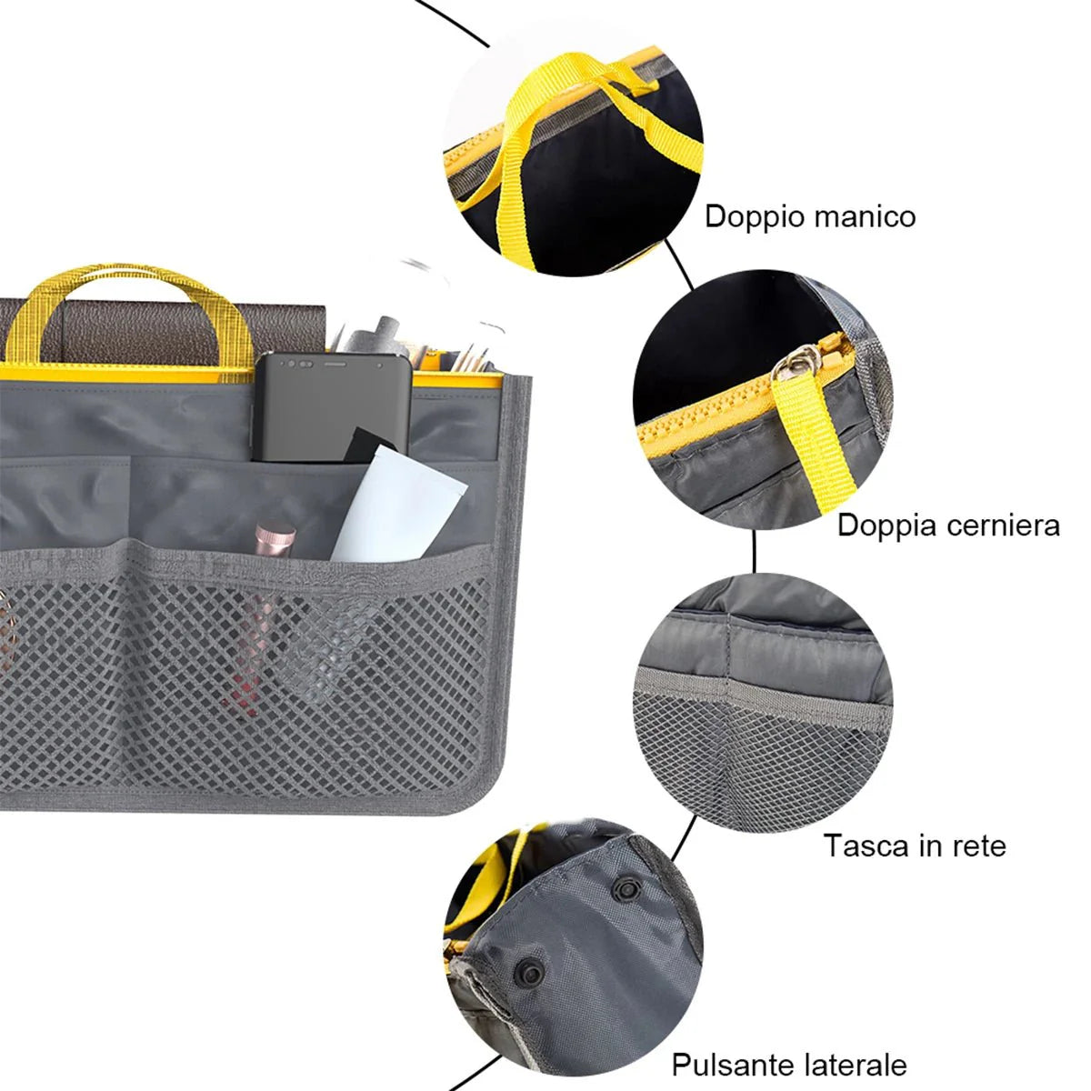 Travel Insert Handbag Organiser Nylon Bag