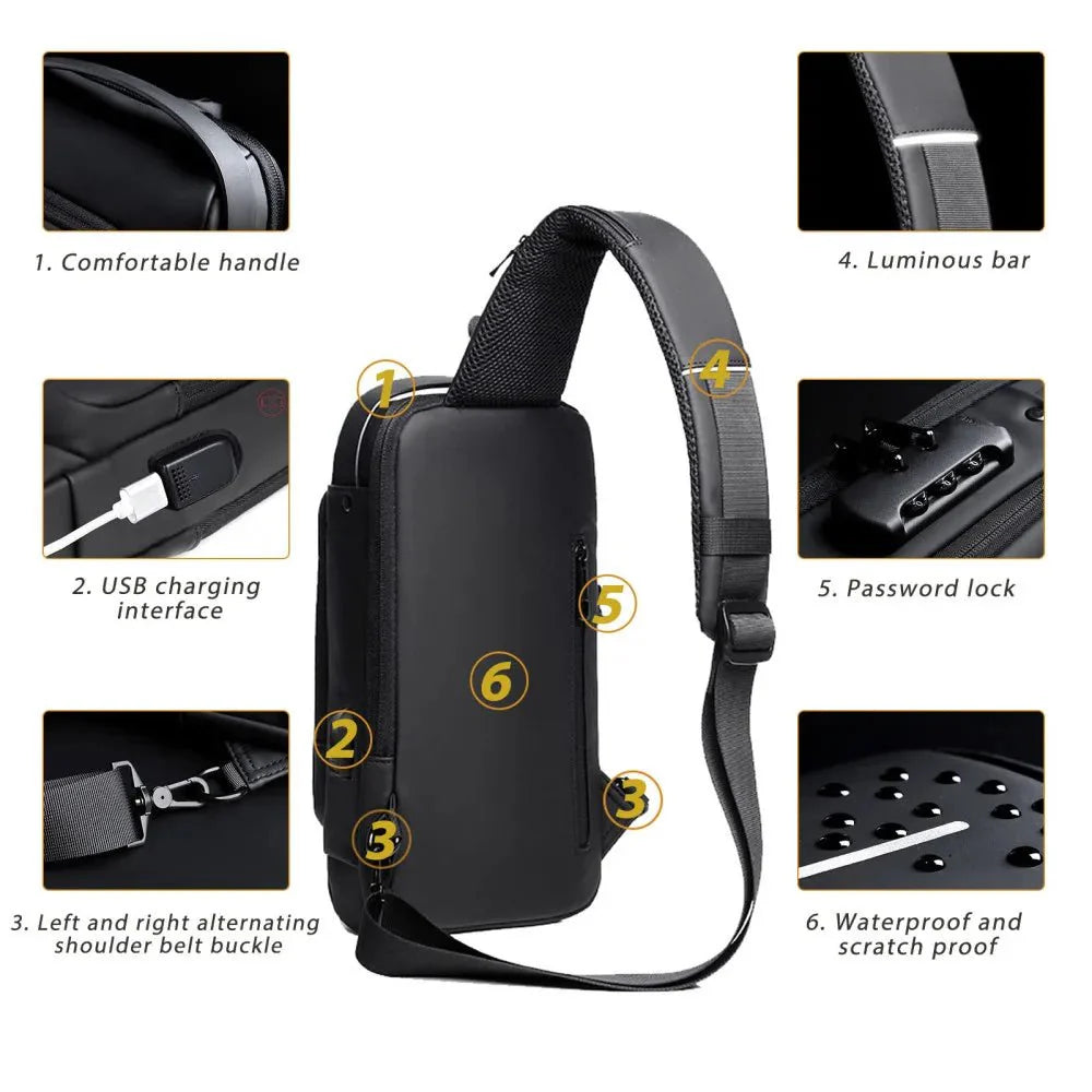 USB Charging Sport Sling Bag