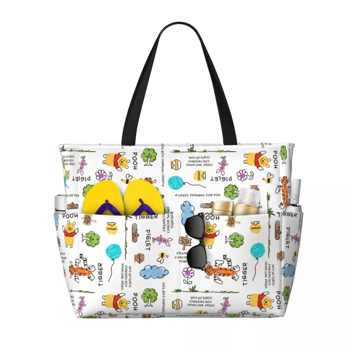 Winnie The Pooh Large Beach Tote Bag