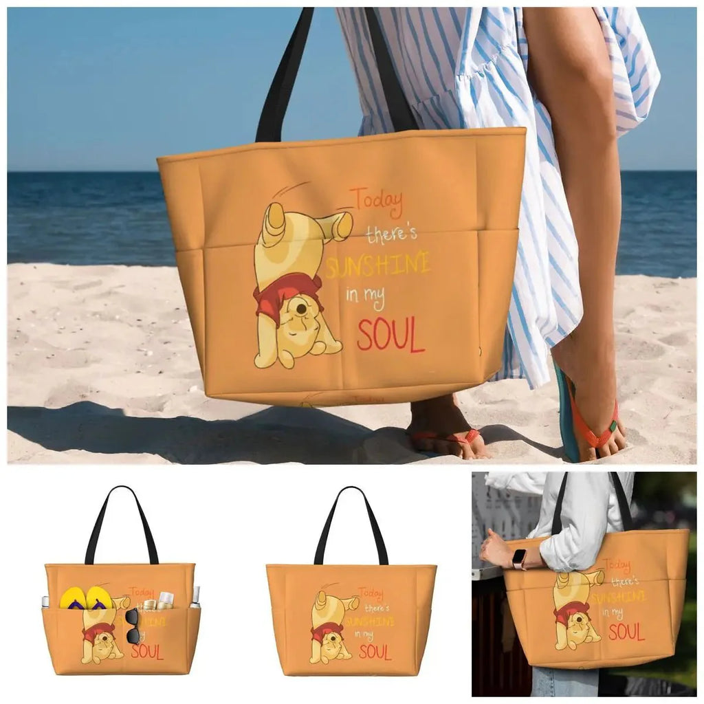 Winnie The Pooh Large Beach Tote Bag